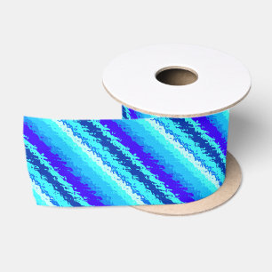 Glass Stripes in Shades of Sapphire Blue Satin Ribbon