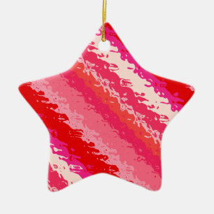 Glass stripes - shades of coral ceramic tree decoration