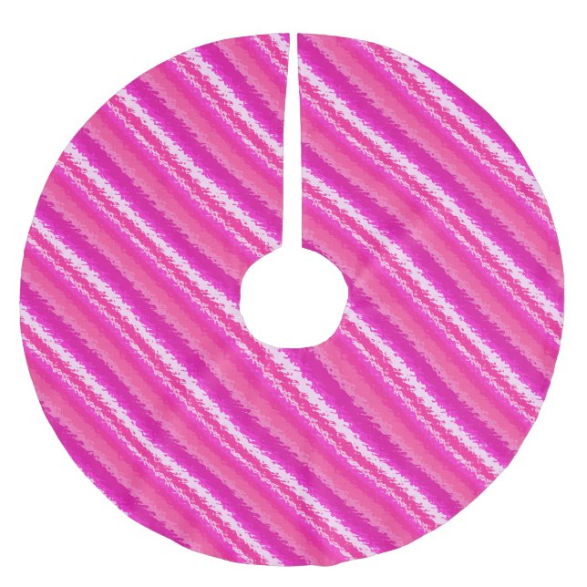 Glass stripes - shades of deep pink brushed polyester tree skirt (Front)