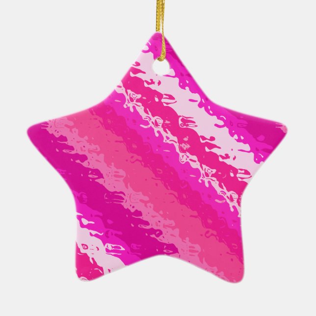 Glass stripes - shades of deep pink ceramic tree decoration (Back)