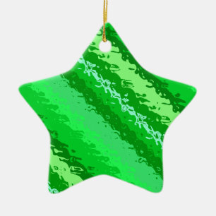 Glass stripes - shades of emerald green ceramic tree decoration