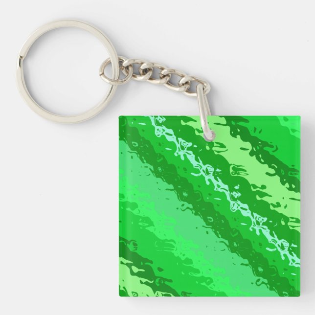 Glass stripes - shades of emerald green key ring (Front)