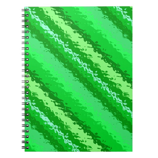 Glass stripes - shades of emerald green spiral notebook (Front)
