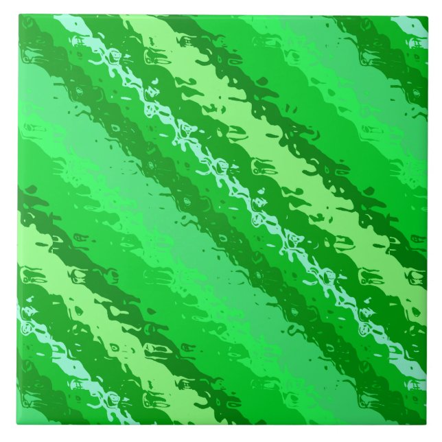 Glass stripes - shades of emerald green tile (Front)