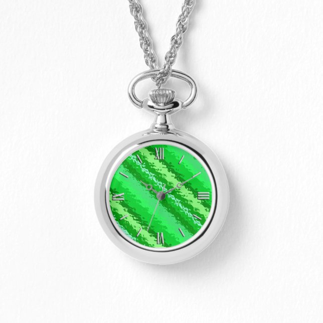 Glass stripes - shades of emerald green watch (Front)