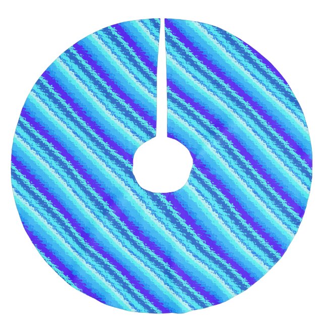Glass stripes - shades of sapphire blue brushed polyester tree skirt (Front)