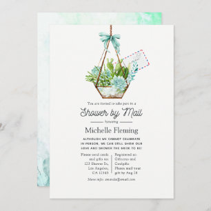 Glass Terrarium Succulents Bridal Shower by Mail Invitation