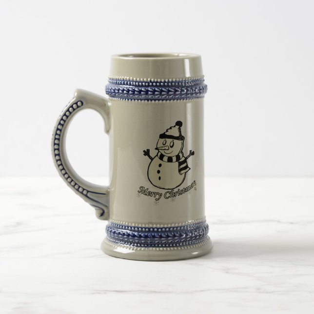 Glass the snowman beer stein (Left)