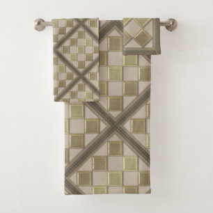 Glass tile 3D beige colour Bath Towel Set