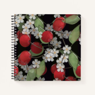 Glass tile 3D liquid cherry and flowers bloom Notebook