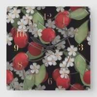 Glass tile 3D liquid cherry and flowers bloom