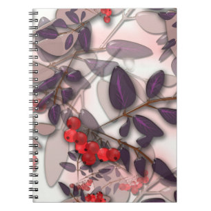 Glass tile 3D liquid leaves and rowanberry Notebook