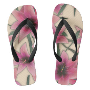 Glass tile 3D liquid lily flowers bloom Jandals