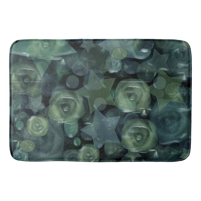Glass tile 3D liquid roses and stars Bath Mat (Front)