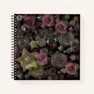 Glass tile 3D liquid roses and stars Notebook
