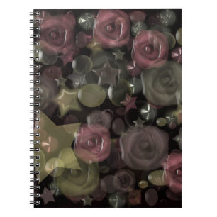 Glass tile 3D liquid roses and stars Notebook