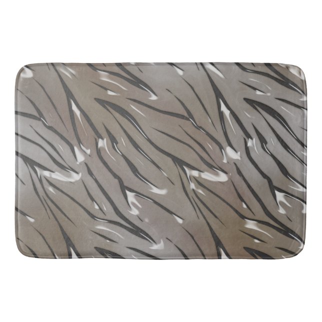 Glass tile 3D liquid tiger zebra skin leather Bath Mat (Front)