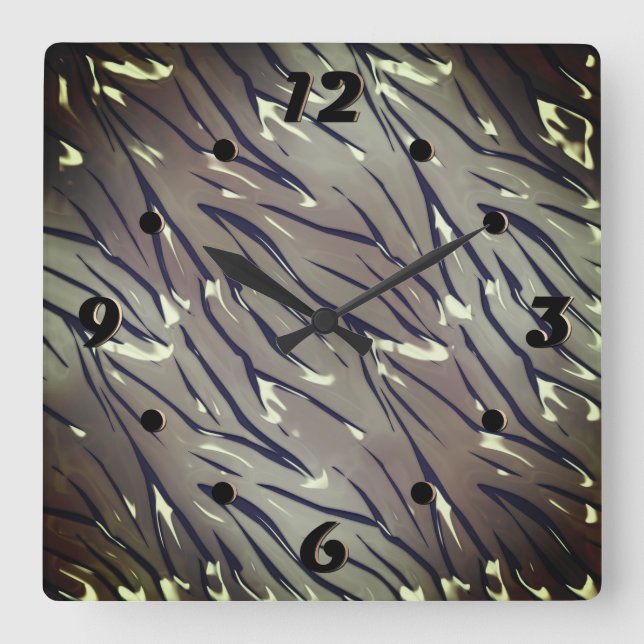 Glass tile 3D liquid tiger zebra skin Square Wall Clock (Front)