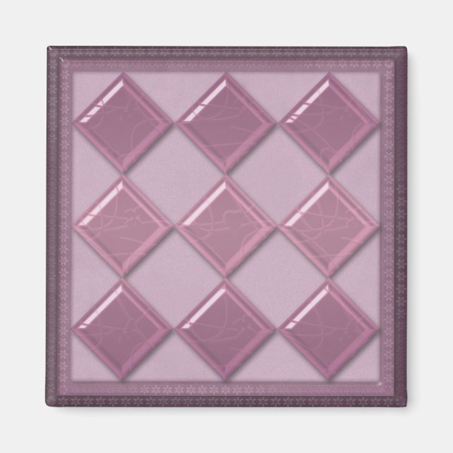 Glass tile 3D purple colour Magnet (Front)