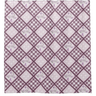 Glass tile 3D purple colour Shower Curtain