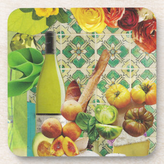 Glass Tile Coaster with Green Mexican tile theme