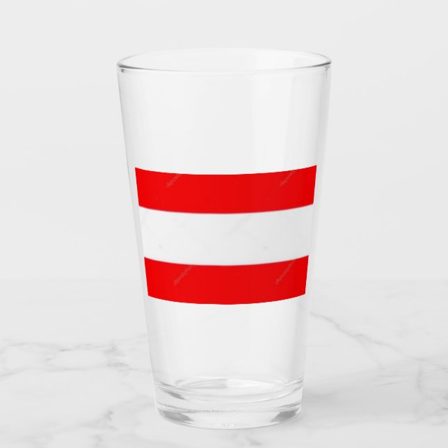 Glass Tumbler Austria Flag 16 onz (Front)