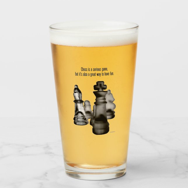 Glass Tumbler Chess 16 onz (Front Filled)