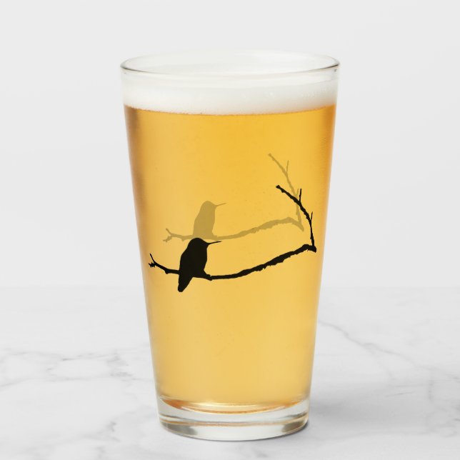 Glass Tumbler - Hummingbird Sitting on Tree Branch (Back Filled)