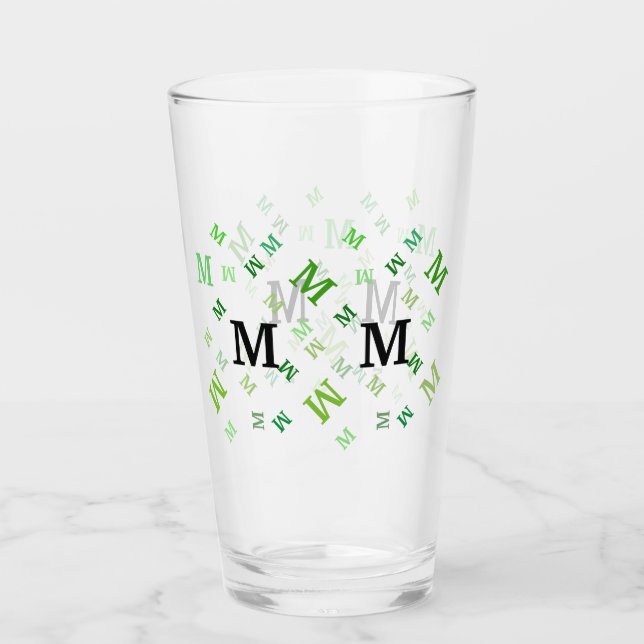 Glass Tumbler - Jumbled Letters in Green (Front)