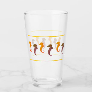 Glass Tumbler - Orange and Brown Seahorses