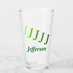 Glass Tumbler - Stepped Initials with Name in Gree