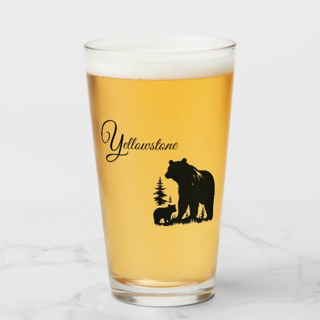Glass Tumbler-Yellowstone Bear (Front Filled)
