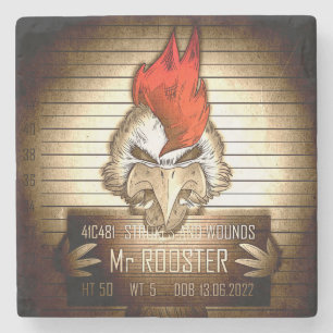 Glass Undercoat Made Of Stone Mr. Rooster Vintage Stone Coaster