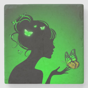 Glass Underpants Made of Stone Female Butterflies  Coaster