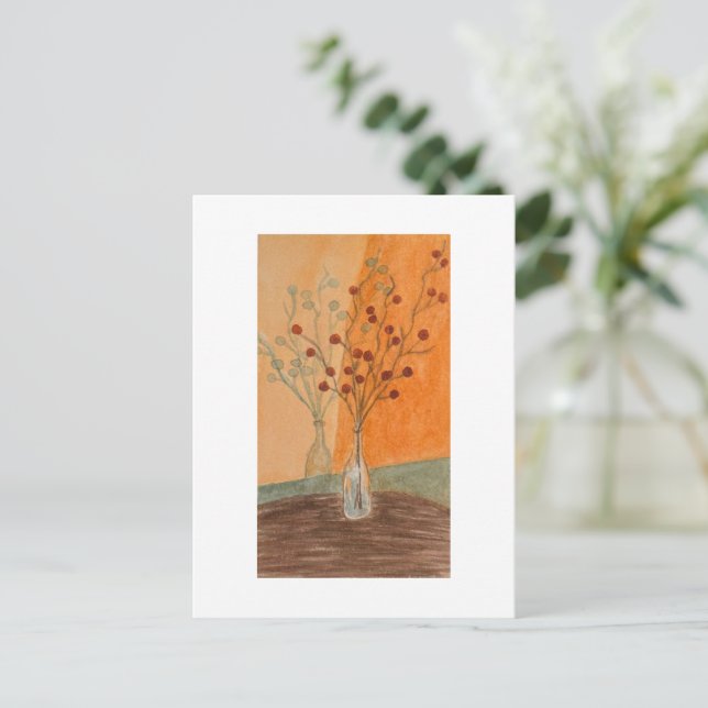 glass vase orange theme postcard (Standing Front)