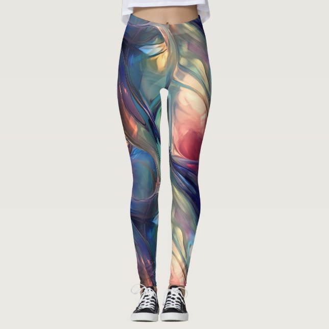 Glass Waves Abstract Leggings (Front)