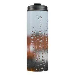 Glass with raindrops thermal tumbler