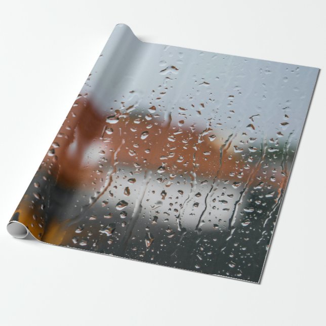 Glass with raindrops wrapping paper (Unrolled)