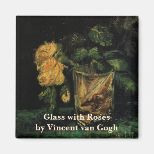 Glass with Roses by Vincent van Gogh Magnet