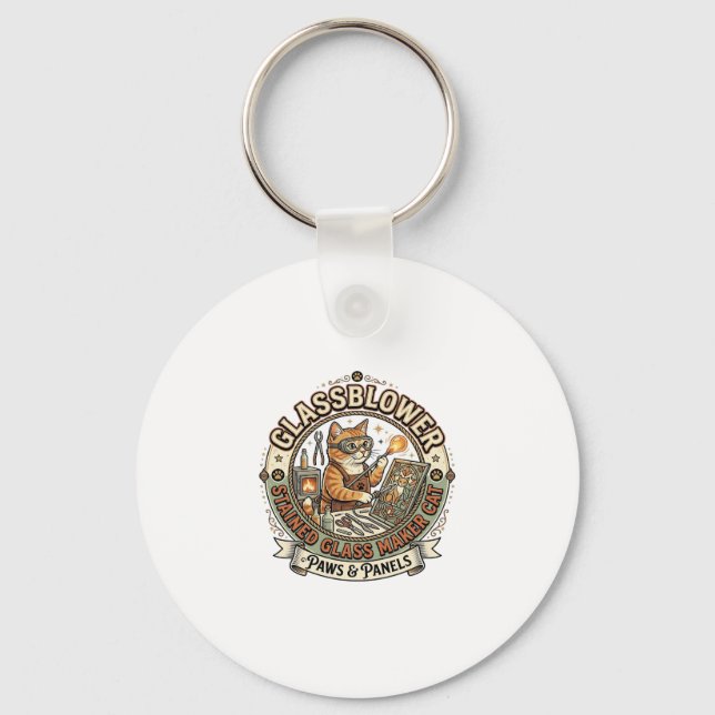 Glassblower Stained Glass Maker Cat Glassblower St Key Ring (Front)