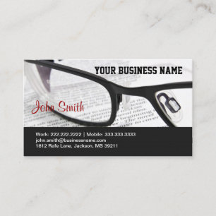Glasses and Book business card