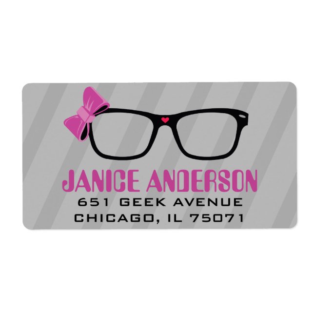 Glasses  & Bows Computer Geek Address Labels (Front)