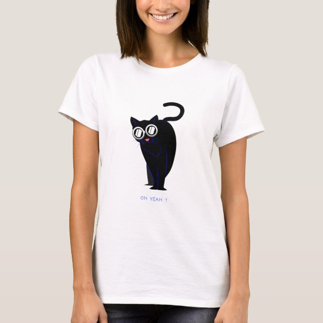 Glasses Cat Printed T-Shirt (Front)
