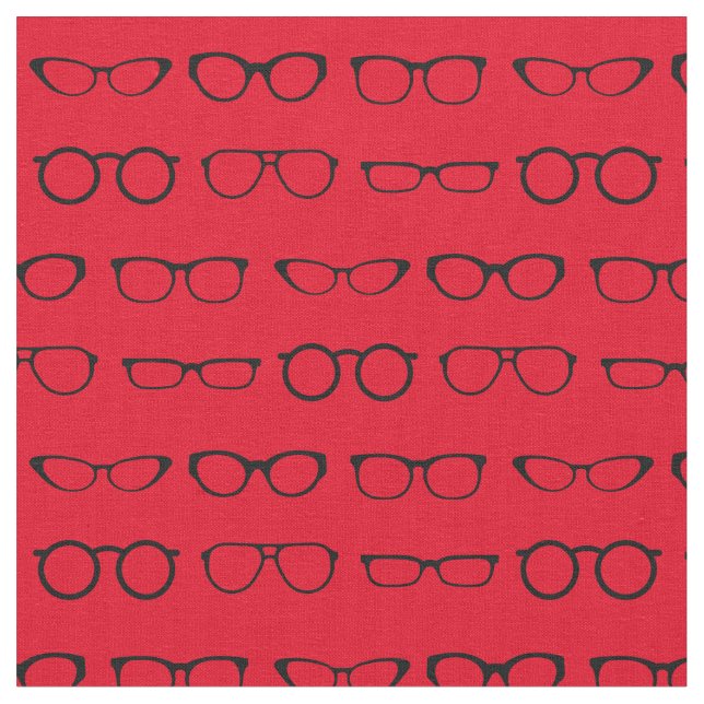 Glasses Cute Optician Black and Red Fabric (Close Up)