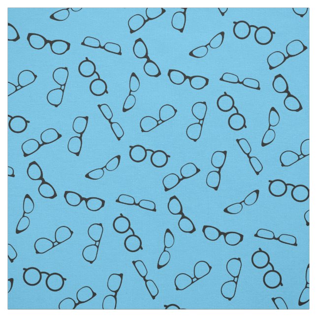 Glasses Cute Optician Optometrist Blue Fabric (Swatch)