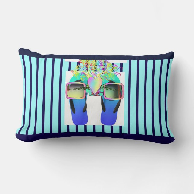 Glasses +  Flips Flops Fun  Lumbar Cushion (Front)