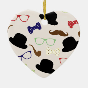 Glasses, Hats and Moustache Ceramic Tree Decoration