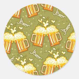 Glasses Of Beer Pattern Classic Round Sticker