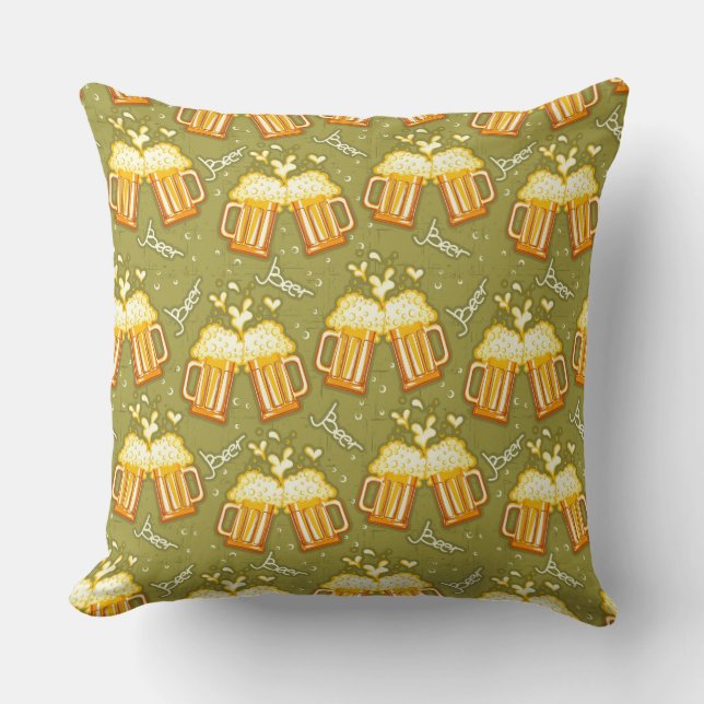 Glasses Of Beer Pattern Cushion (Front)