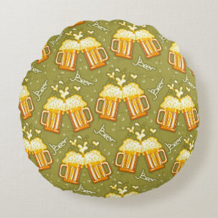 Glasses Of Beer Pattern Round Cushion